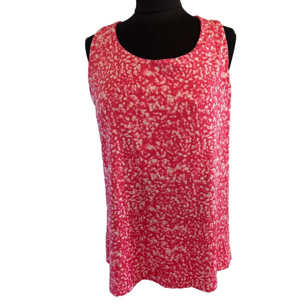 Zelos Pink & White Speckled Racerback Faux 2 Pc Workout Top, Size 1X